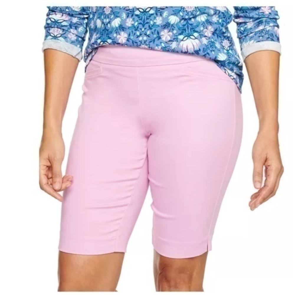NWT Croft & Barrow Bermuda Shorts Effortless Stretch 24W Lilac Waistband Midrise